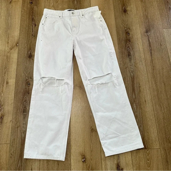 ASOS Design Women’s White Distressed Wide Leg Denim Jeans Size 28/32 NWT - Picture 2 of 8